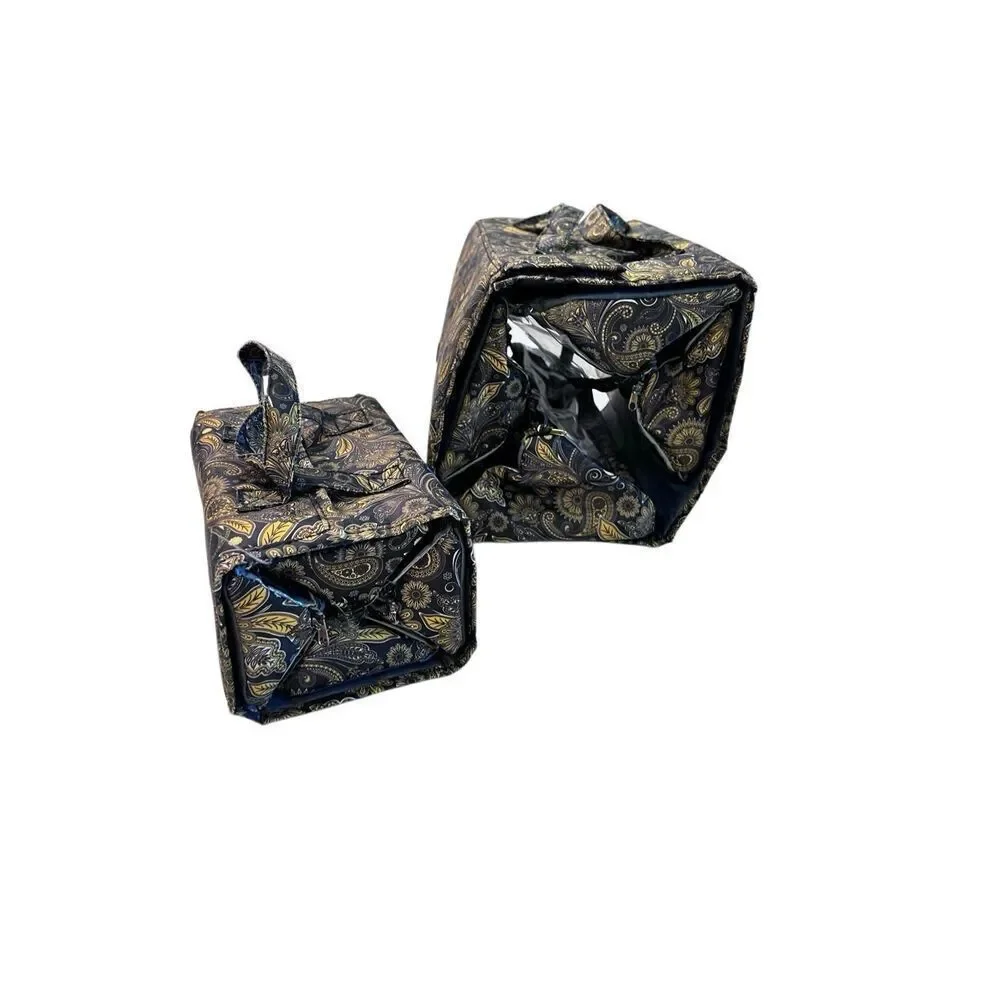 Set of 2 Joy Mangano Better Beauty Paisley Roll Up Travel Organizer Case Brown